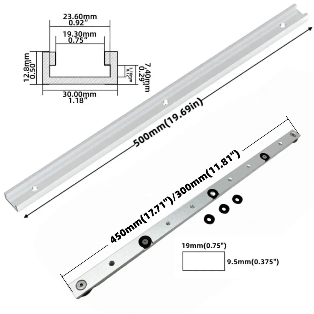 Komplet T-koloteka i klizača za kosu alatu od aluminija