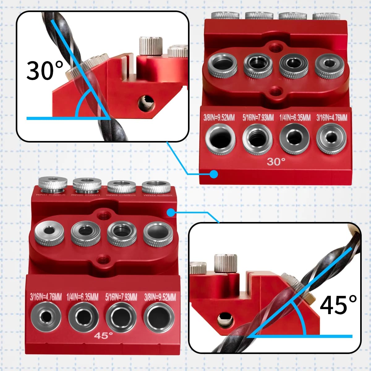 Višekutni aluminijski set za džepne rupe (Pocket Hole Jig)