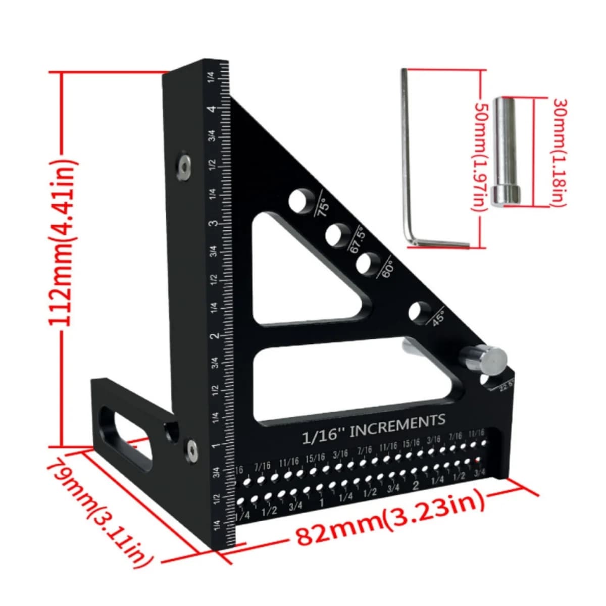 Aluminijska legura 3D višenamjenski kutomjer i marker